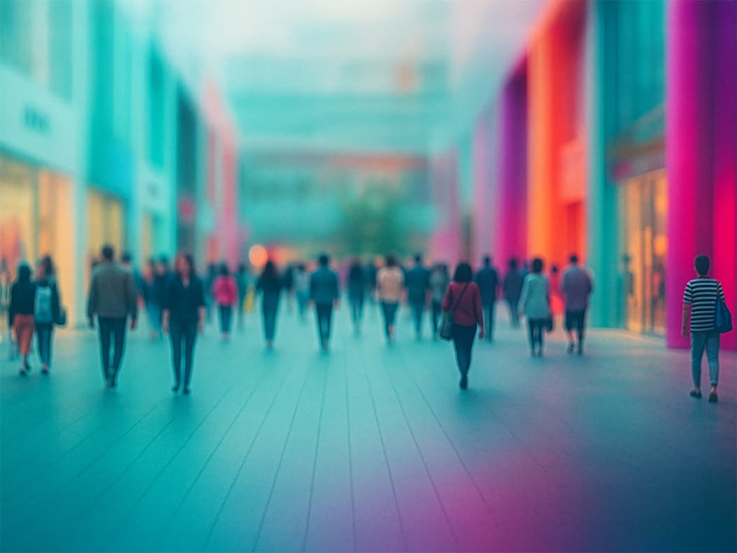 People Engagement & Experience service image showing a background with blur of people in motion.